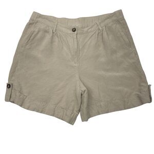 J. Jill Women's Linen Shorts Beige Lightweight Pockets Size 10